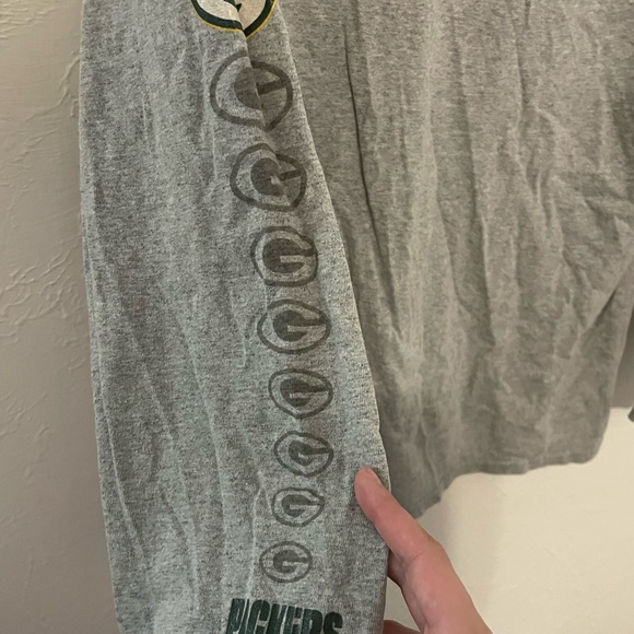 Green Bay Packers Long Sleeve Shirt Men’s Large NFL Team Apparel Gray Logo Tee - Picture 6 of 6